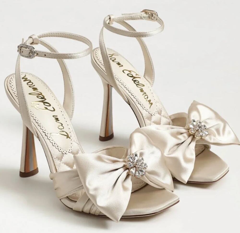 Sam Edelman Women's Bow Lexi Stiletto Heel Wedding Bridal Sandal Size 7